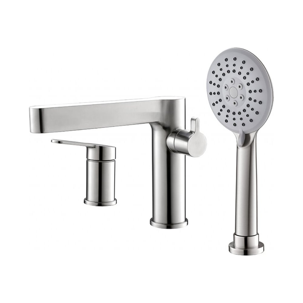 Изображение товара Смеситель на борт ванны BelBagno DELTA с ручным выдвижным душем, нержавеющая сталь, исполнение сатин DEL-BVD3-IN Изображение товара Смеситель на борт ванны BelBagno DELTA с ручным выдвижным душем, нержавеющая сталь, исполнение сатин DEL-BVD3-IN