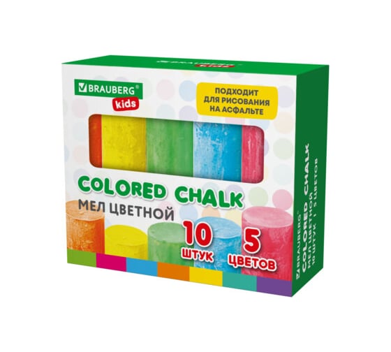Изображение товара Мел для асфальта BRAUBERG цветной круглый, набор 10 шт 272771