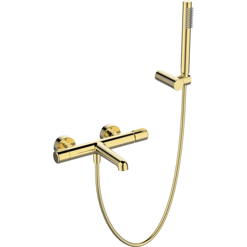 Изображение товара Смеситель для ванны и душа BelBagno UNO золото комплект ручной душ шланг держатель