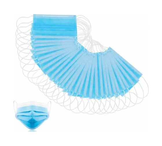 Изображение товара Маски одноразовые медицинские ОФИСМАГ комплект 50 шт 3-х слойные голубые, фильтр Смс, полиэстер МЕДСЕРВИС ш/к 48754 631502