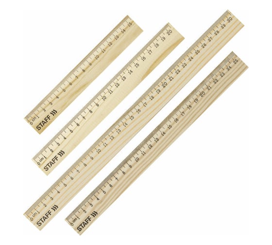 Изображение товара Набор деревянных линеек Staff 15 см, 20 см, 25 см, 30 см, канадская сосна 210803