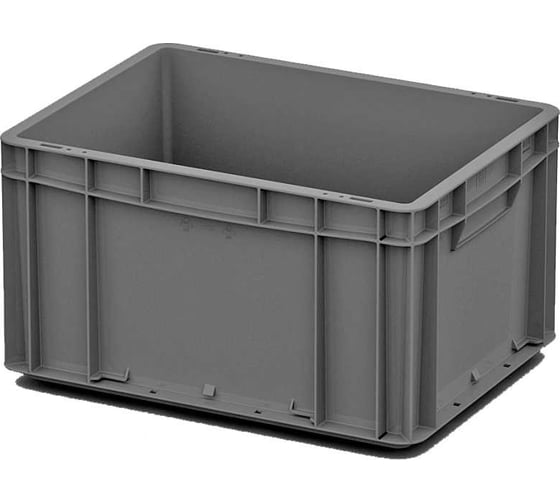 Изображение товара Пластиковый ящик (евроконтейнер) Дигрус 400х300х220 мм, серый, с гладким дном EC4322-ЯС/Д