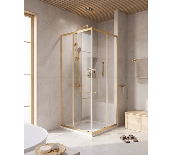 Изображение товара Душевой уголок Cezares отделка Брашированное золото RELAX-304-A-2-90-C-BORO