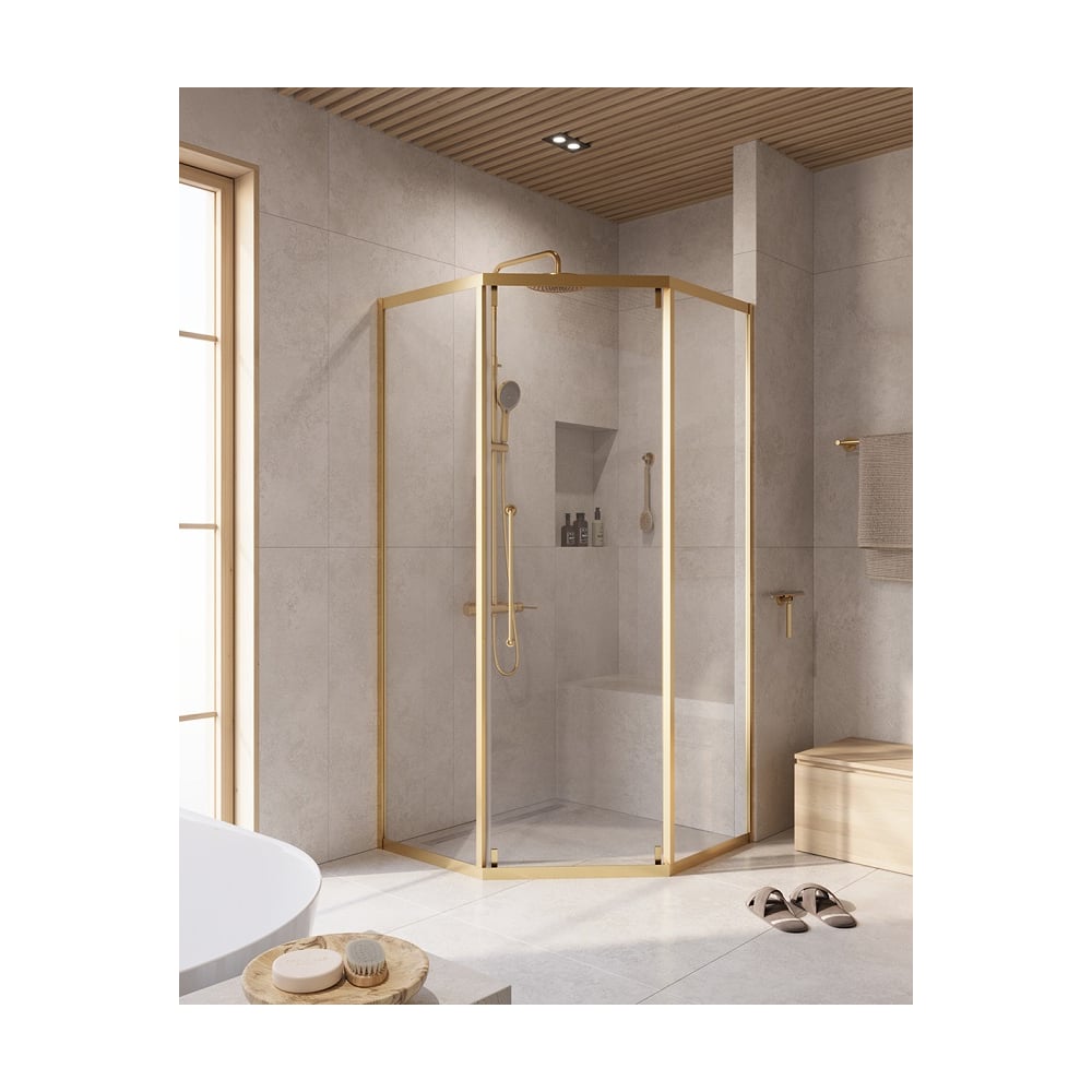 Изображение товара Душевой уголок Cezares RELAX 304-P 1 100 C BORO браш золото стекло