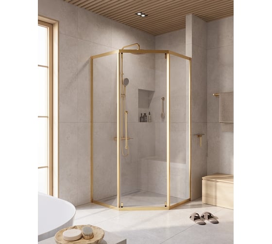 Изображение товара Душевой уголок Cezares отделка Брашированное золото RELAX-304-P-1-100-C-BORO