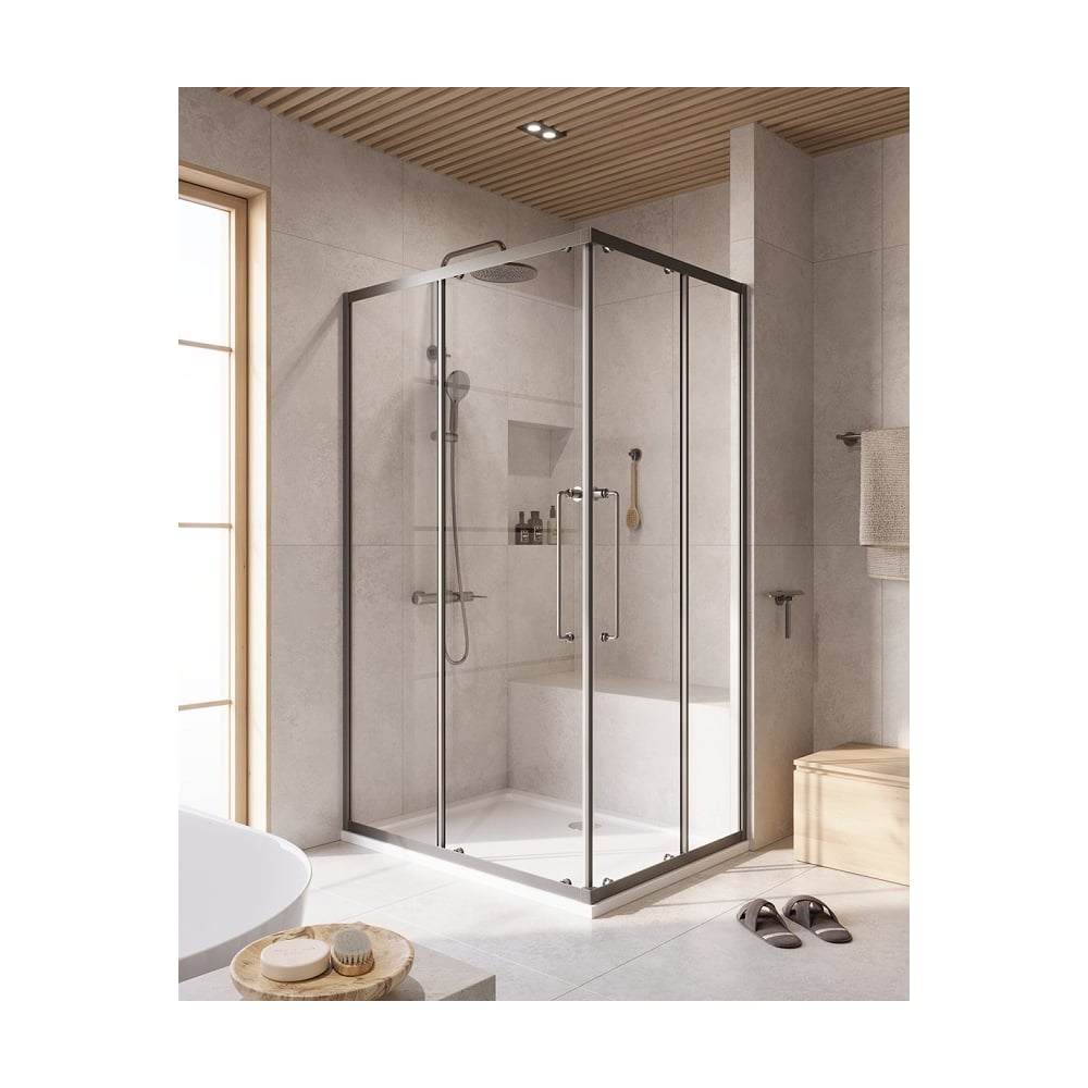 Изображение товара Душевой уголок Cezares RELAX 304-AH-2 1200x900 мм раздвижная нержавеющая сталь