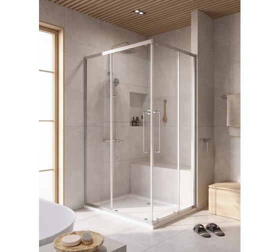 Изображение товара Душевой уголок Cezares отделка Глянцевый хром RELAX-304-AH-2-120/90-C-CR