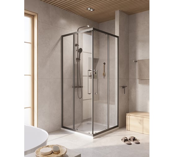 Изображение товара Душевой уголок Cezares отделка Оружейная сталь RELAX-304-A-2-90-C-GM