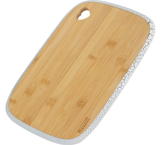 Изображение товара Разделочная доска Regent inox 93-BM-8-01.1 прямоугольная, окантовка белая с чёрным 35.5x25x1,2 см, Linea Bamboo 93-BM-8-01.2