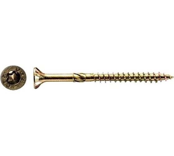 Изображение товара Саморезы конструкционные КРЕП-КОМП потай, Torx, желтый цинк, 3.5x25 мм (500 шт) скт3525