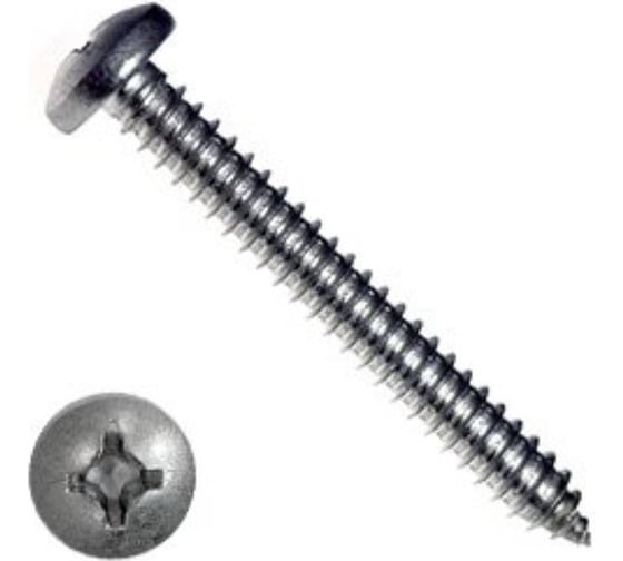 Изображение товара Саморез КРЕП-КОМП с полукруглой головкой, НЕРЖАВЕЙКА, DIN7981, А2, 4,2x60 (200шт) шпн4260