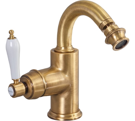 Изображение товара Смеситель для биде Cezares с донным клапаном, исполнение бронза, ручки белые APHRODITE-BS2-02-Bi