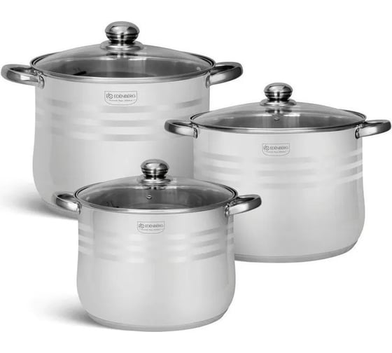 Изображение товара Набор кухонной посуды EDENBERG 6 предметов, нержавеющая сталь EB-517