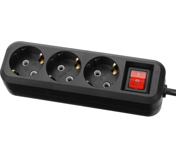 Изображение товара Удлинитель сетевой TDM ELECTRIC с выключателем 3 розетки 15 метра с заземлением 10А 2300 Вт черный SQ1303-1120