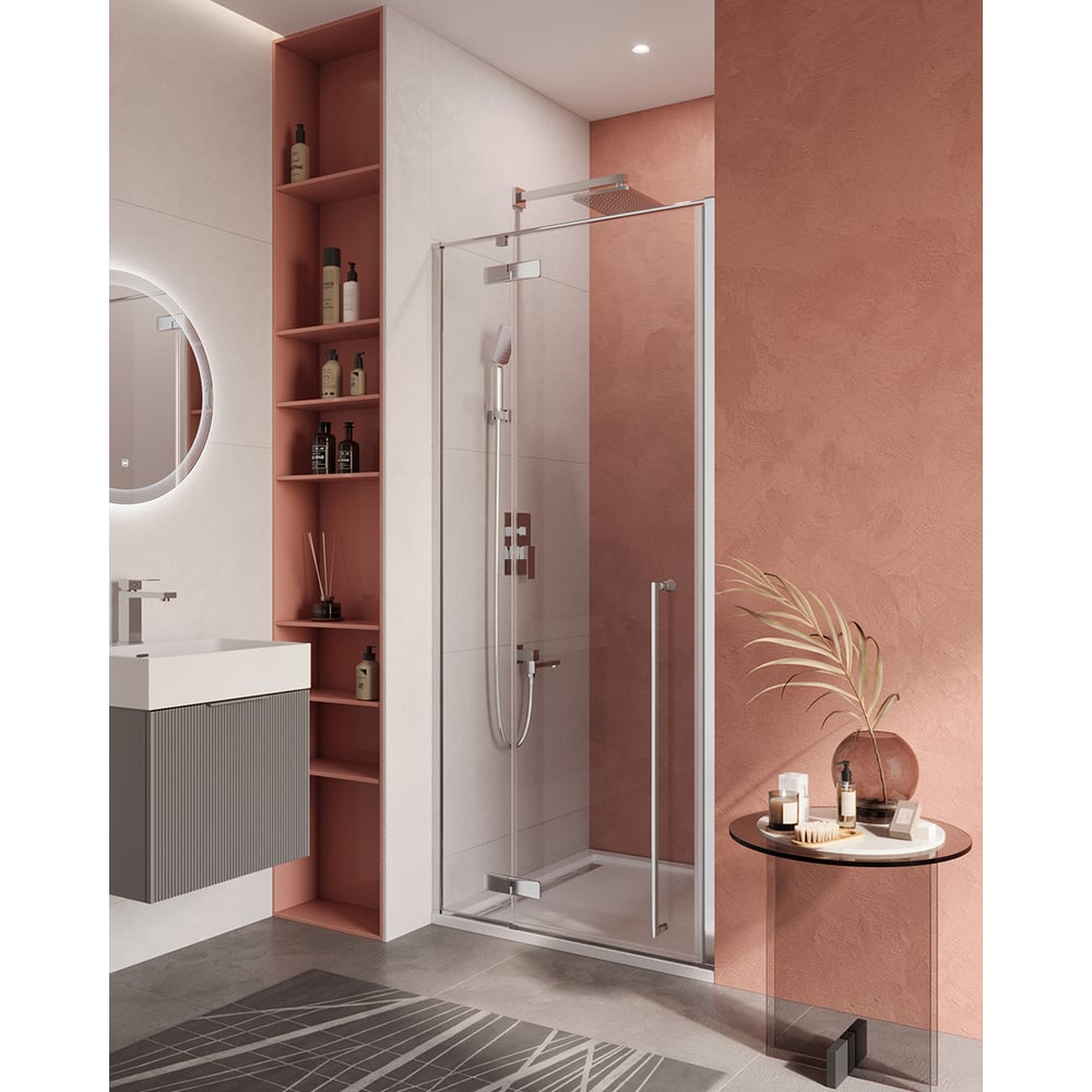 Изображение товара Душевая дверь Cezares LINER-B-12-90-C-Cr-L с регулировкой ширины и прозрачным стеклом