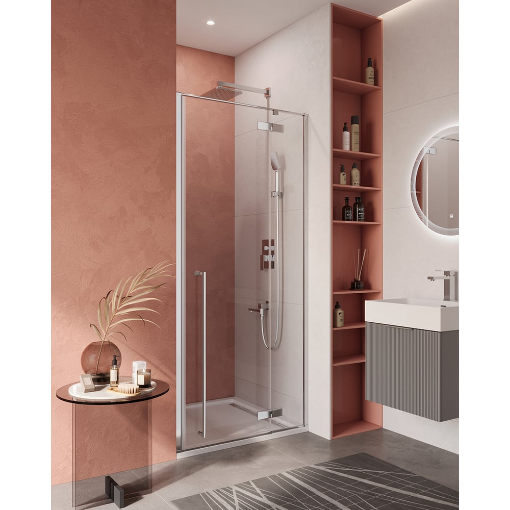 Изображение товара Душевая дверь Cezares LINER-B-12-90-C-Cr-R с регулируемой шириной, прозрачное стекло