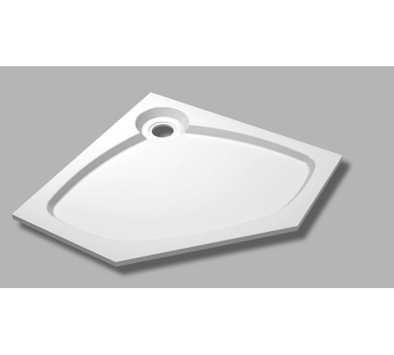 Изображение товара Встраиваемый литой поддон из искусственного мрамора пятиугольный Cezares 1000x1000x56 мм, белый Bianco TRAY-S-P-100-56-W