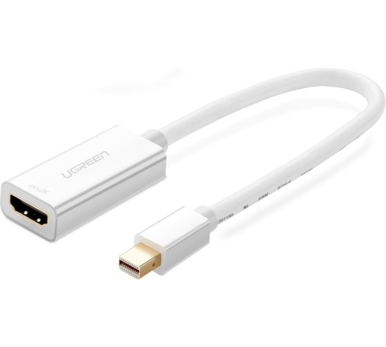 Изображение товара Конвертер Ugreen MD112 (10460) Mini DP to HDMI Female Converter 1080P. Цвет: белый 10460_