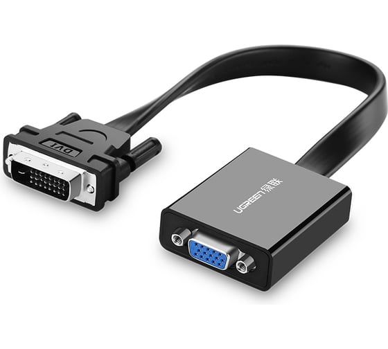 Изображение товара Конвертер Ugreen MM108 (40259) DVI-D to VGA Active Converter Flat Cable. - Цвет: черный 40259_