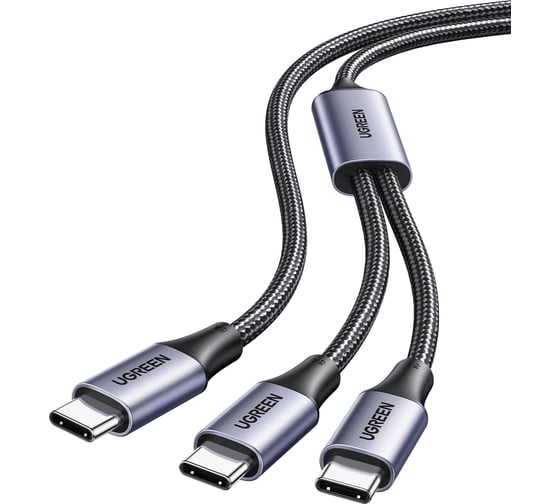 Изображение товара Кабель Ugreen US561 (35087) Type C 2.0 Male To Type C 2.0 Male 2-in-1 Charging и Data Cable. Длина: 1,5м. Цвет: черный 35087_
