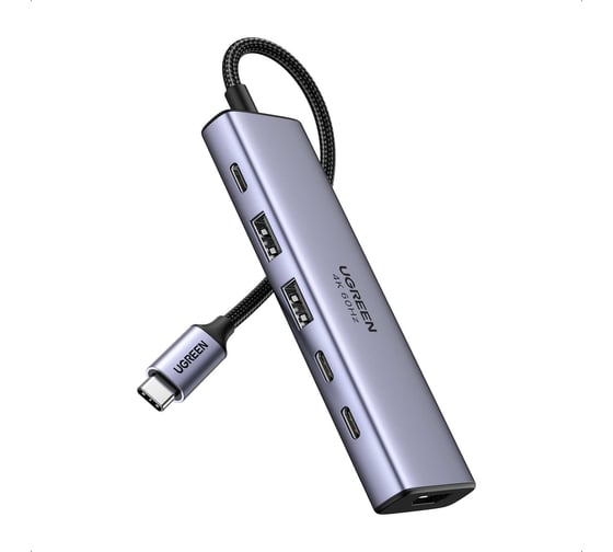 Изображение товара Конвертер Ugreen CM511 (35999) USB-C to HDMI+2USB-A 3.2+2USB 3.2 C+PD Power Converter. Цвет: серый 35999_