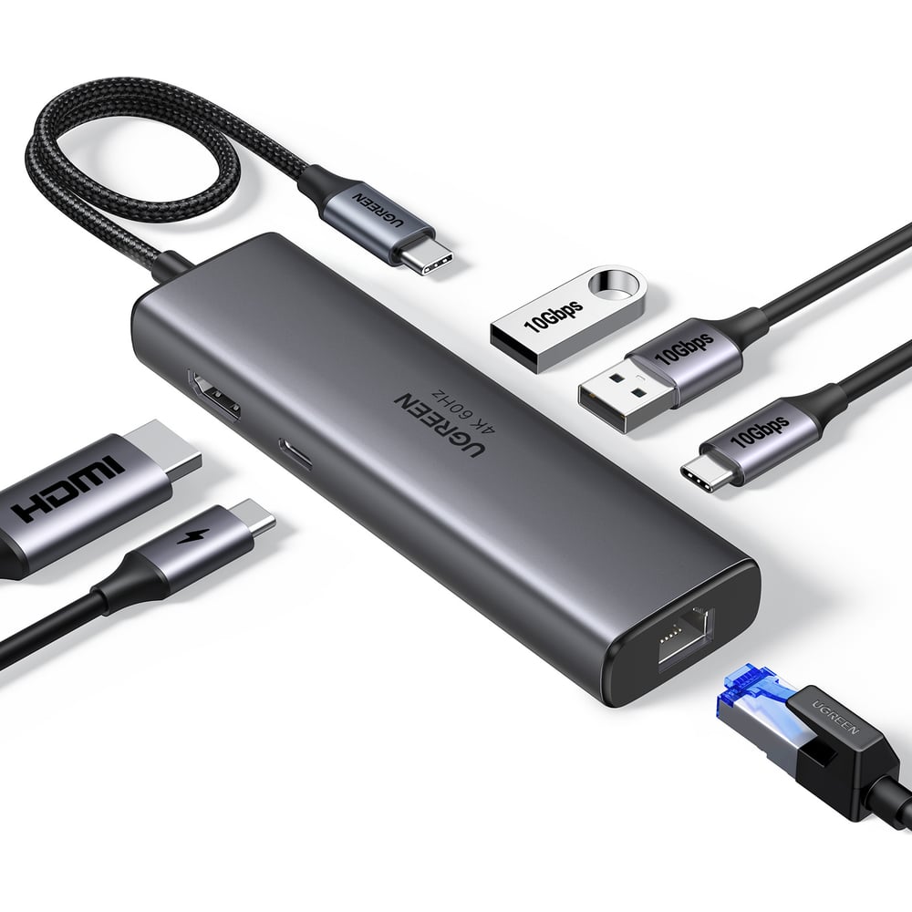 Изображение товара Конвертер Ugreen CM512 USB-C HDMI USB 3.2 RJ45 Power