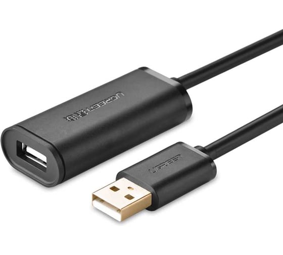 Изображение товара Кабель Ugreen US121 (10321) USB 2.0 Active Extension Cable with Chipset. Длина: 10м. Цвет: черный 10321_