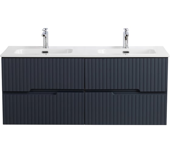 Изображение товара База под раковину CEZARES DUET-N подвесная с четырьмя выкатными ящиками для раковины с двумя чашами, Grafito, 1200x457x500, DUET-N-1200-4C-SO-2-GR-P