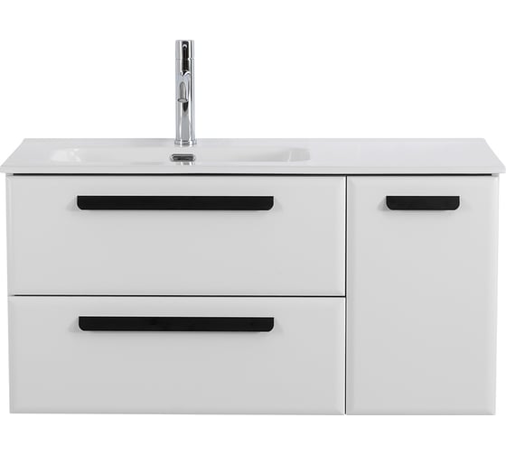 Изображение товара База под раковину CEZARES ECO-CER-N подвесн. с дв. выкат. ящ. и одной распашн дверцей, левосторонн. Bianco Lucido, 1000x457x500, ECO-CER-N-1000-2C-1A-SO-BL-L