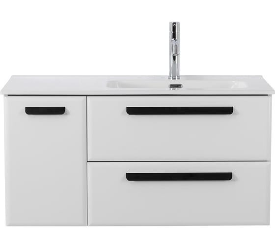 Изображение товара База под раковину CEZARES ECO-CER-N подвесн. с дв. выкат. ящ. и одной распашн. дверцей, правосторонн. Bianco Lucido, 1000x457x500, ECO-CER-N-1000-2C-1A-SO-BL-R