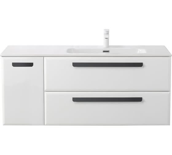 Изображение товара База под раковину CEZARES ECO-CER-N подвесн. с дв. выкатн. ящ. и одной распашн. дверц., правосторонн. Bianco Lucido, 1200x457x500, ECO-CER-N-1200-2C-1A-SO-BL-R