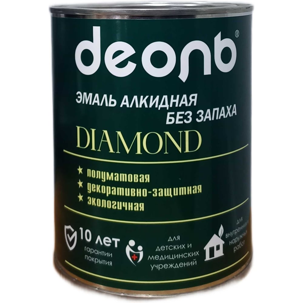 Изображение товара Алкидная эмаль Деоль Diamond без запаха 0,75 л для внутренних и наружных работ