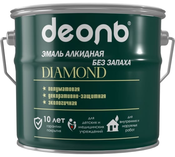 Изображение товара Алкидная эмаль Деоль Diamond без запаха, белая, 2,7 л 00033004