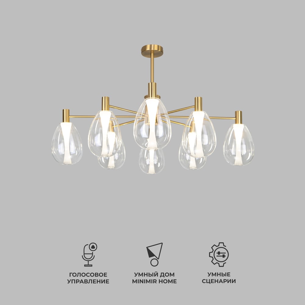 Изображение товара Потолочный светильник Eurosvet Magma стеклянные плафоны 86 см стилю арт-деко