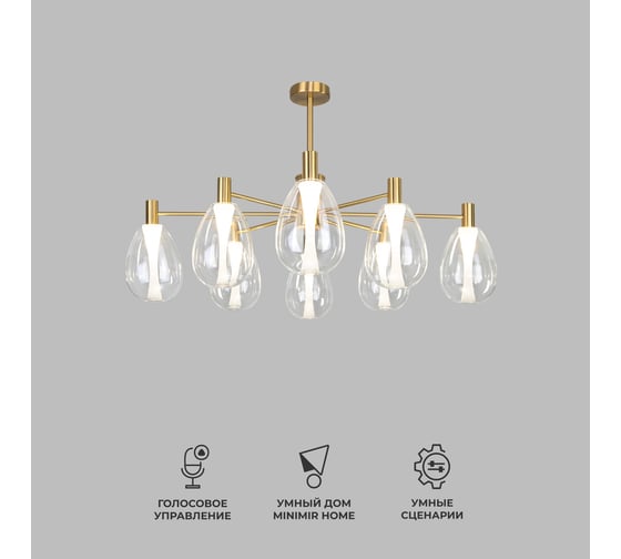 Изображение товара Потолочный светильник Eurosvet Magma со стеклянными плафонами 60175/8 латунь a069323