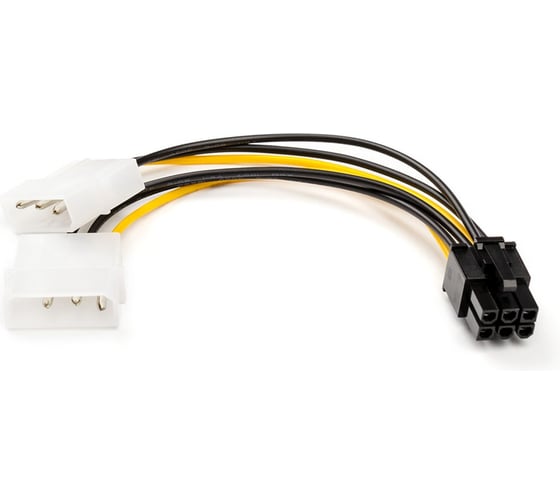 Изображение товара Кабель Retic питания видеокарты 6 pin, два разъёма molex штекер 0,1 м AT6185