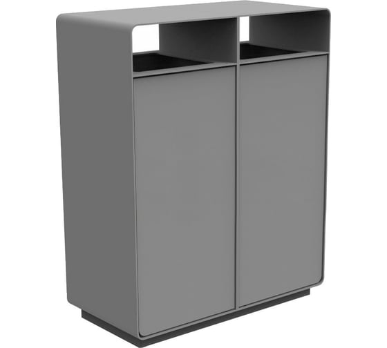 Изображение товара Урна двухсекционная 7 скамеек Город, 67112, каркас муар матовый RAL 7031, дверцы - гладкий матовый 67112/ГОРОД/7031МУАР/7031_ГМ