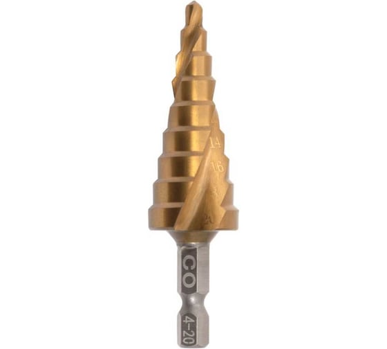 Изображение товара Сверло ступенчатое винтовое WOLFSTAR Р6М5К5 цх, 4-20 мм, с 3-я гранями, 8 мм dm60420