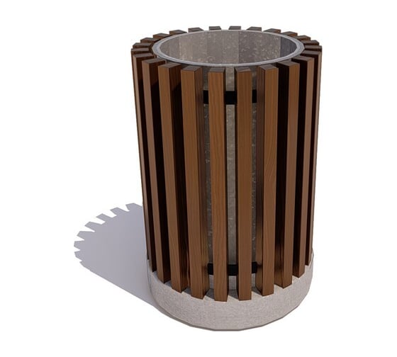 Изображение товара Урна 7 скамеек с бетонным основанием Сквер, 67065, сосна, цвет палисандр 67065/СКВР/9005/С_ПАЛ