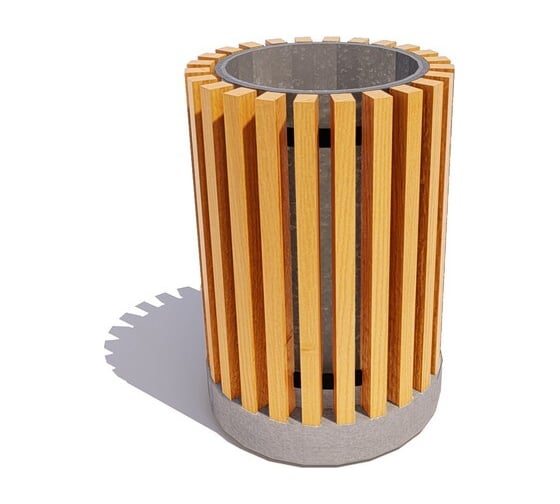 Изображение товара Урна 7 скамеек с бетонным основанием Сквер, 67065, сосна, цвет дуб 67065/СКВР/9005/С_ДУБ