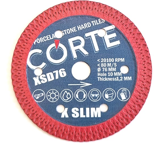Изображение товара Диск алмазный для мини УШМ по керамограниту CORTE X SLIM 76х1.2х10 мм XSD76