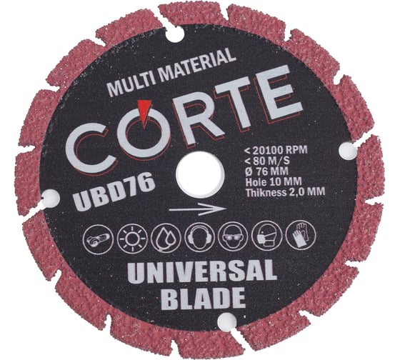 Изображение товара Диск алмазный универсальный для мини УШМ CORTE UNIVERSAL BLADE 76х2х10 мм UBD76