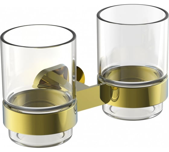 Изображение товара Два стакана для зубных щеток с держателем Wonzon & Woghand глянцевое золото WW-8428-LG