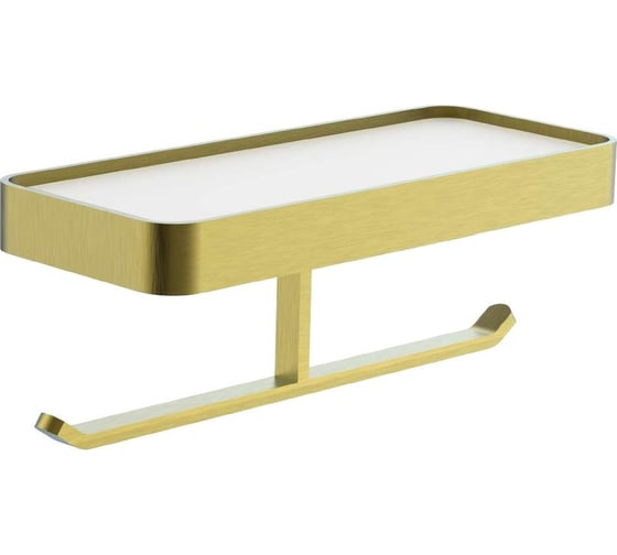 Изображение товара Двойной держатель для туалетной бумаги с полкой Wonzon & Woghand брашированное золото WW-8356A-BG