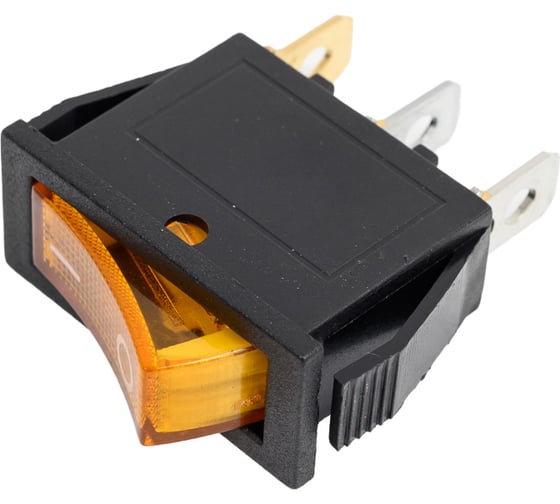 Изображение товара Выключатель клавишный REXANT 250V 15А (3с) ON-OFF желтый с подсветкой (RWB-404, SC-791, IRS-101-1C) 36-2212