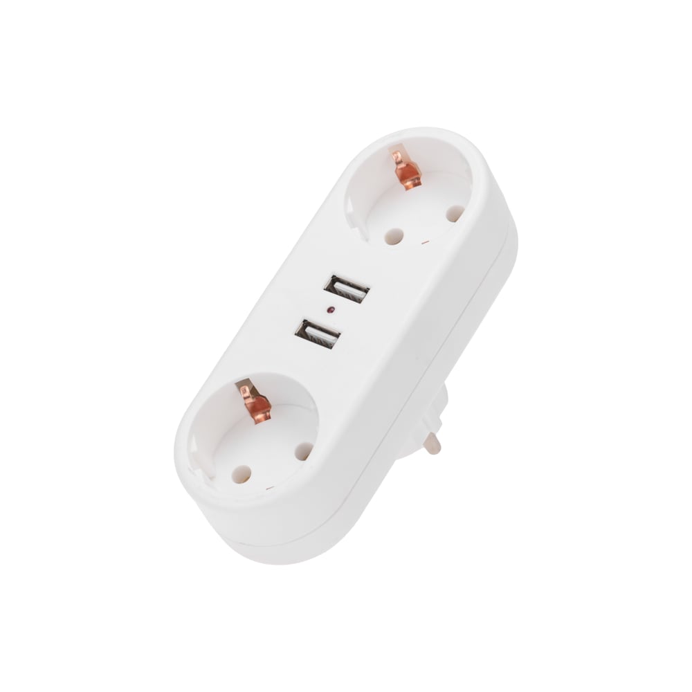 Изображение товара Двойник электрический REXANT 16А с USB-портами 2,4 А, белый