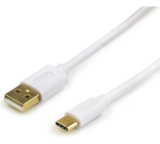 Изображение товара Кабель Retic USB 2.0, штекер Type-C штекер USB-A с ферритом белый в блистере 0,8 м AT2774