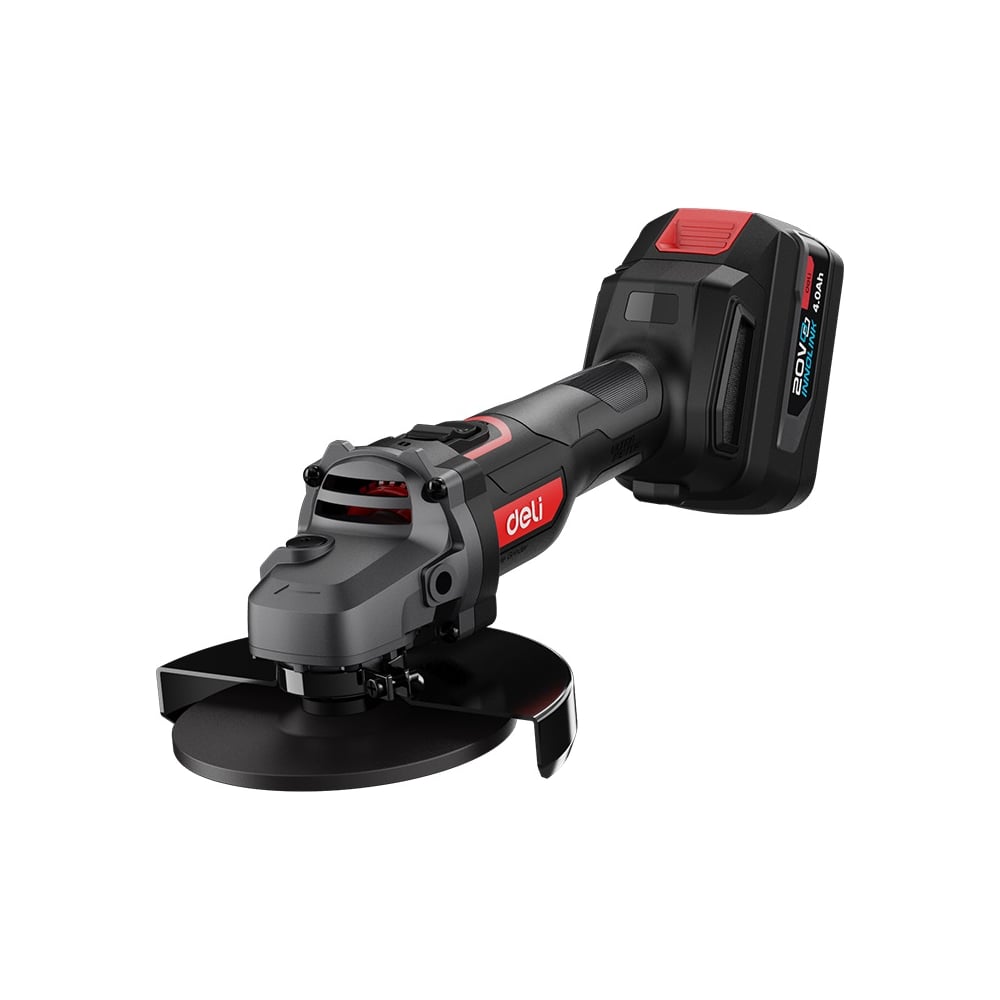 Изображение товара Угловая шлифмашина аккумуляторная DELI 125мм с 2 АКБ, 20В, 4Ач, сумка и зарядное