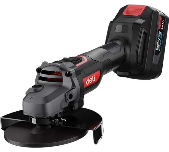 Изображение товара Угловая шлифмашина аккумуляторная DELI 125мм DE-JM20-2D4 (2 акб, 20В х 4Ач, ЗУ, 20В, 3 скорости, сумка) 164318