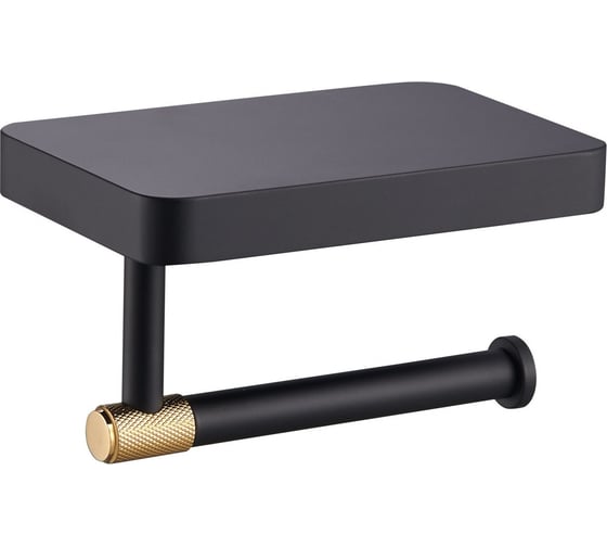 Изображение товара Держатель для туалетной бумаги с полкой Wonzon & Woghand черный/золото WW-9226